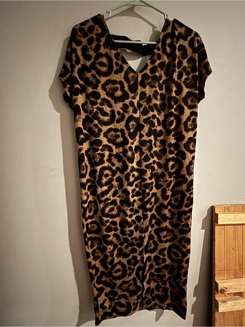 She + Sky Leopard Print V-Neck Midi Dress - Brown & Black